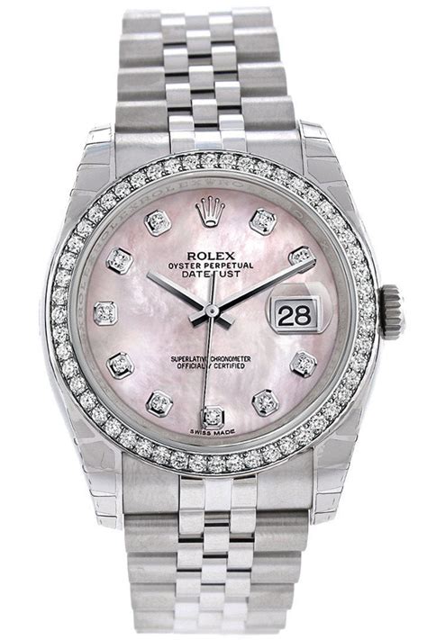 pre owned womens rolex mother of pearl diamond watch|rolex datejust 36 price.